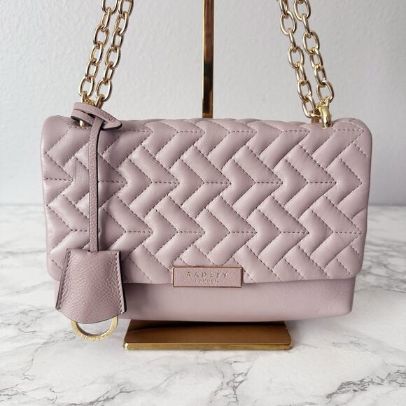 Radley London Handbags - NWOT Radley London Mill Bay Geo Quilted Supple Leather Dusty Pink Crossbody Bag